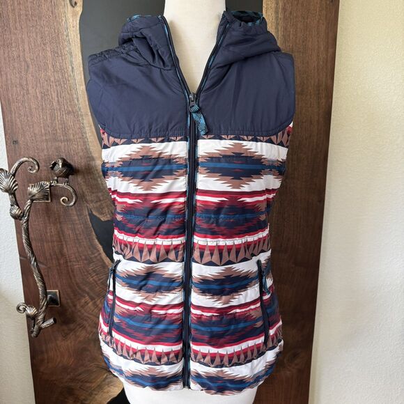 Rock & Roll Cowgirl Jackets & Blazers - Rock & Roll  Cowgirl Quilted Navy Aztec Vest, Size Medium Women's Western